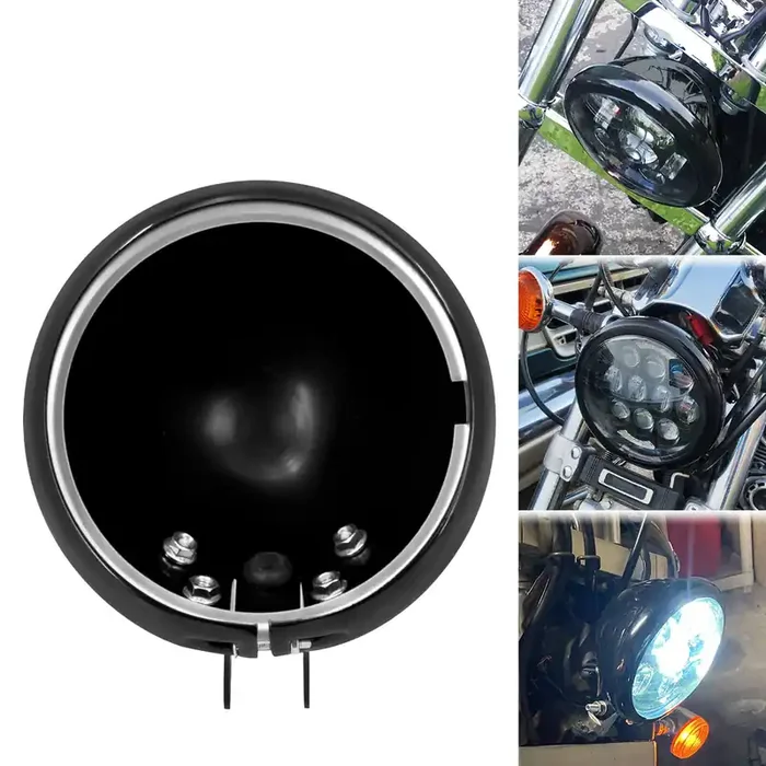 5.75″ Headlight Cover Black Housing For Sportster Softail Dyna Mactions
