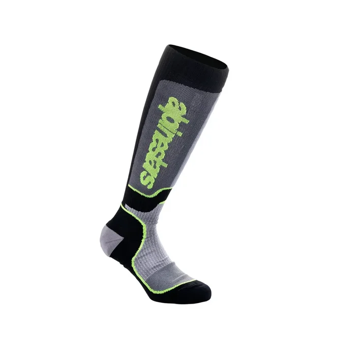 ALPINESTARS MX PLUS SOCKS BLACK GRAY YELLOW FLUO