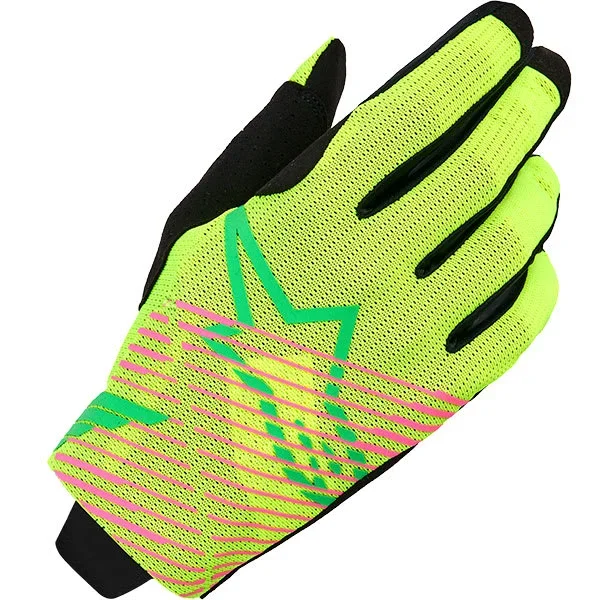 Alpinestars Radar Pro Textile Gloves – Green / Fluo Yellow / Fluo Pink
