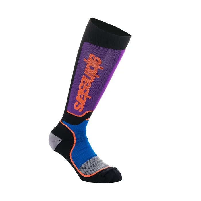 ALPINESTARS YOUTH MX PLUS SOCKS BLACK ROYAL BLUE PURPLE – M-L (US 3-6 / EU 34-38)