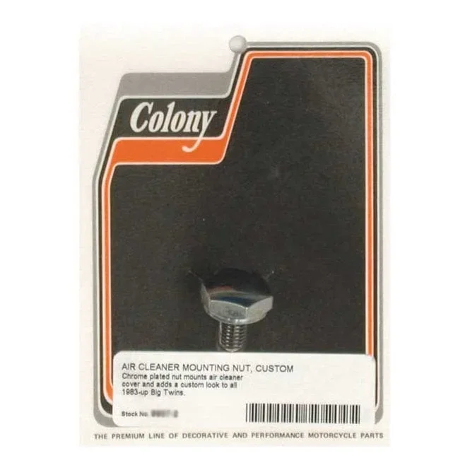COLONY AIR CLEANER COVER MOUNT BOLT 84-99Evo B.T.; 99-17Twin Cam; 17-22 M8. Models with OEM style air cleaner covers with centre mount bolt