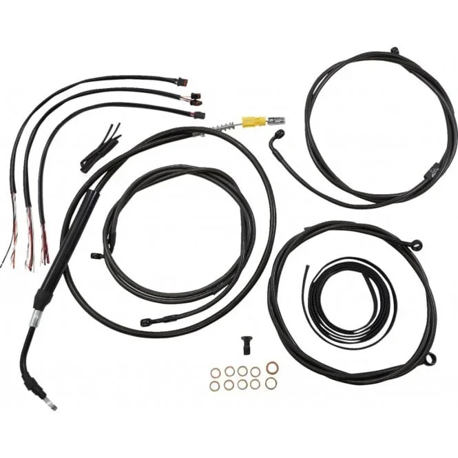 Complete Midnight Braided Handlebar Cable/Brake Line Kit Touring