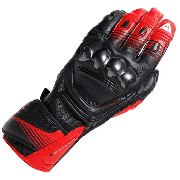 Dainese Fiero Metal Gloves – Black / Lava Red / White