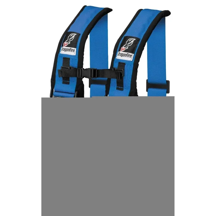 DragonFire Racing Harness Restraint – Blue – H Style – 4-Point – 3″ Buckle – 14-0043
