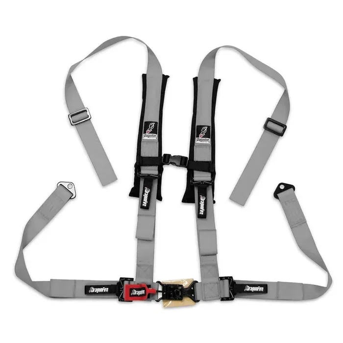 DragonFire Racing Harness Restraint – Grey – H Style – 4-Point – 2″ Buckle – 14-0028