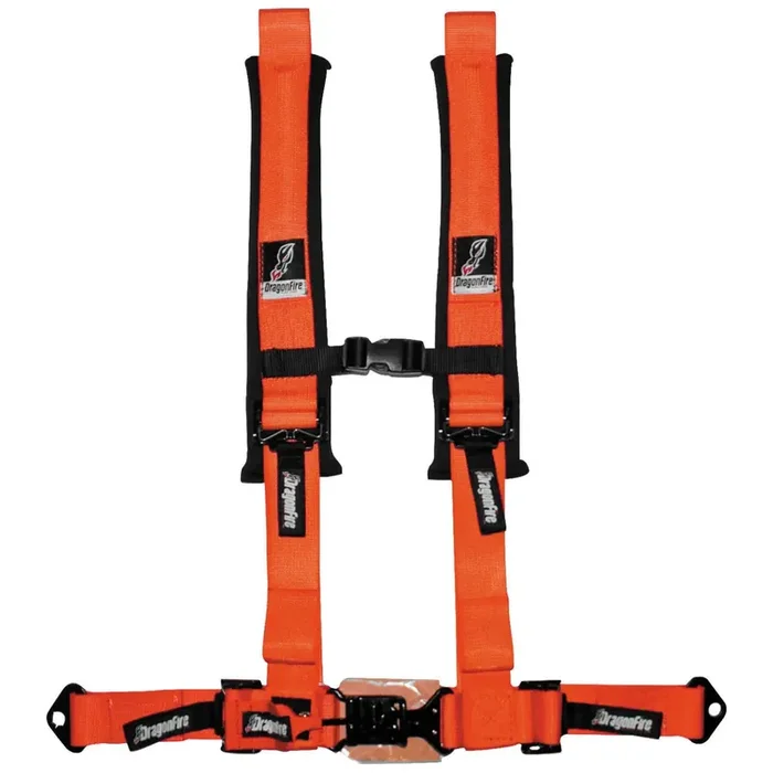 DragonFire Racing Harness Restraint – Orange – H Style – 4-Point – 2″ Buckle – 14-0029