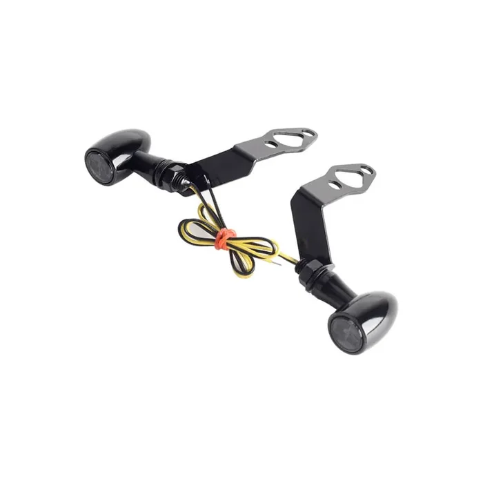 Harley Sportster S 1250 RH1250S Nightster RH975 Front LED Turn Signals Blinkers Indicator Lights Black w/Mount Plate System Bracket