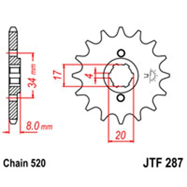 JT Gear Box Sprockets G/B 287-14T HON (267) – Chain & Sprocket Kits