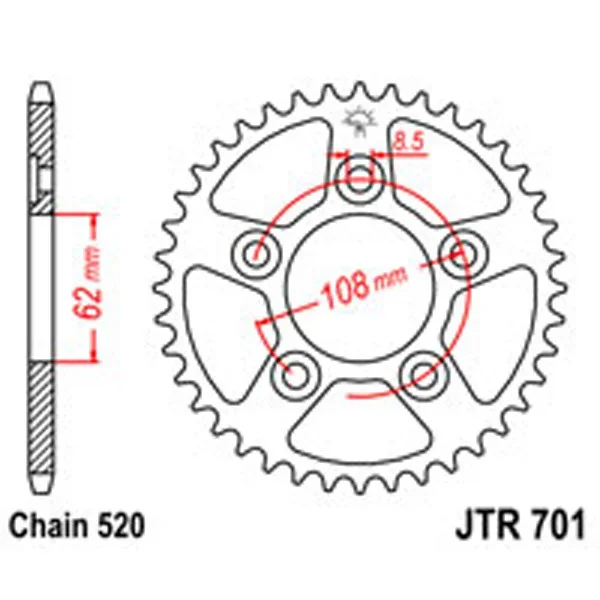 JT Rear Sprockets R/W 701-43 APRILIA (0714) – Chain & Sprocket Kits