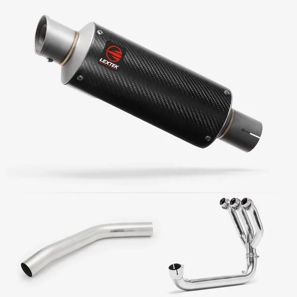 Lextek Carbon Fibre GP8C GP Stubby Exhaust System 240mm for Triumph Tiger 800 (10-21)