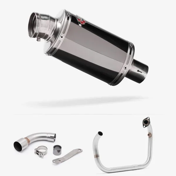 Lextek Dark Tint Stainless Steel OP15 Full Exhaust System 200mm for Benelli TNT 125/135 (17-24)