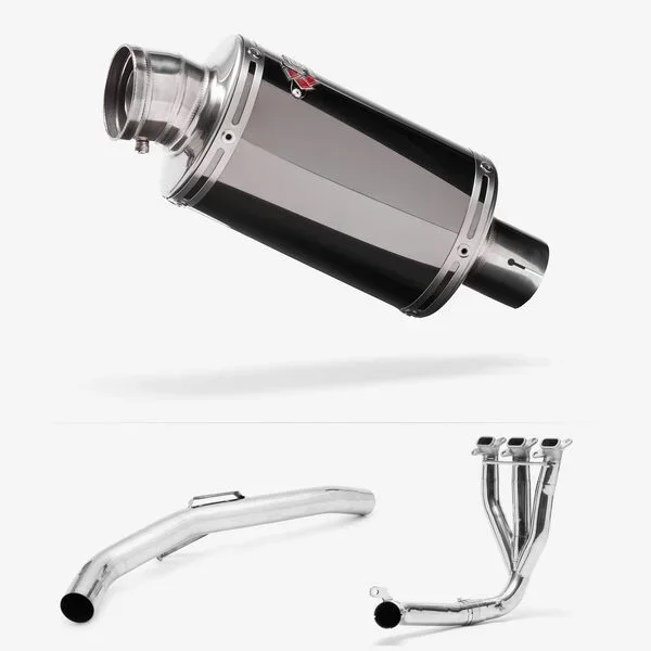 Lextek Dark Tint Stainless Steel OP15 Full Exhaust System 200mm for Triumph Explorer 1200 (12-21)
