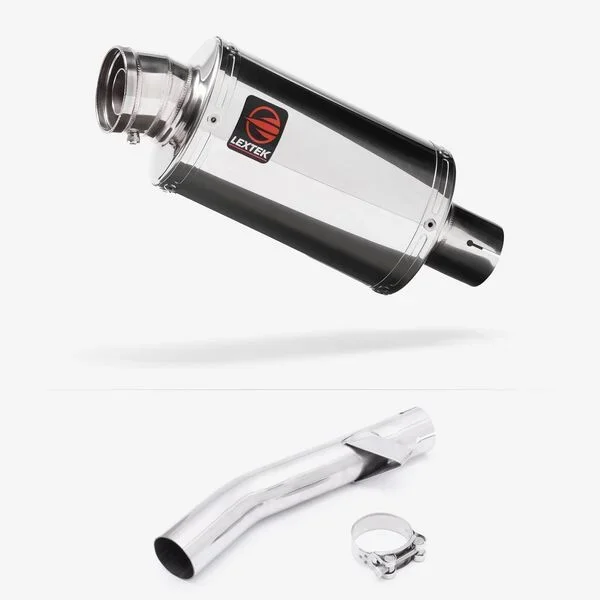 Lextek Stainless Steel OP4 Polished Exhaust 200mm with Link Pipe for Yamaha FZS 600 Fazer (97-03)