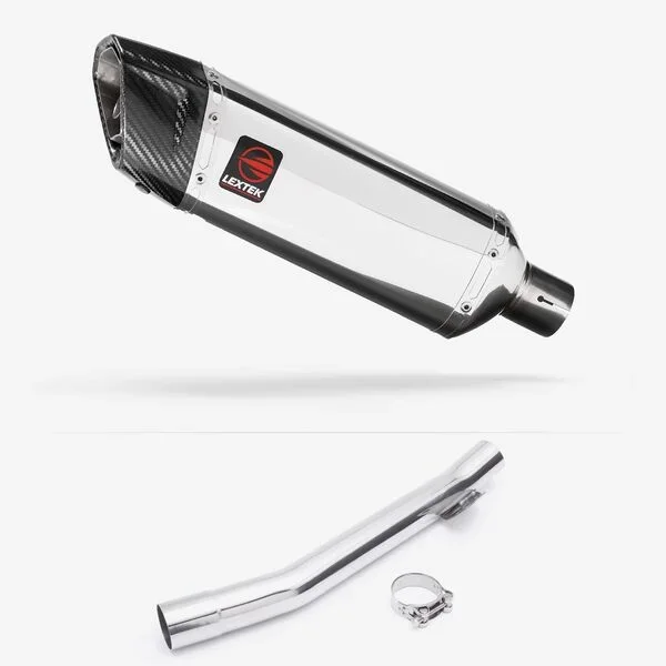 Lextek Stainless Steel SP4 Polished Exhaust 300mm with Link Pipe for Suzuki GSF 600 Bandit (95-06)