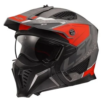 LS2 OF606 Drifter Devor Open Face Helmet (Matt Silver|Red)