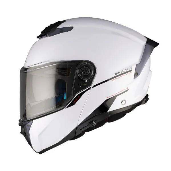 MT Helmets MT Atom 2 Solid Gloss White – Flip Up Helmets