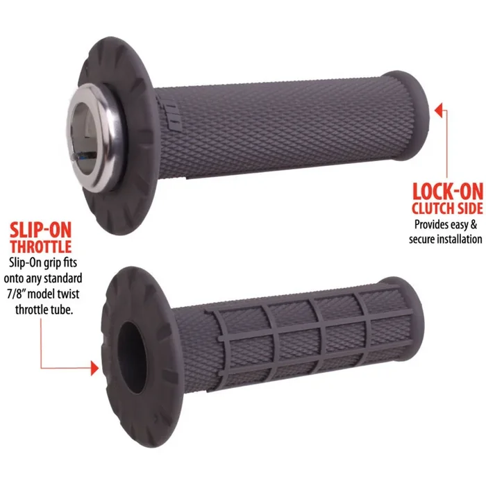 ODI UNIVERSAL LOCK-ON GRIP SET; HALF-WAFFLE MX GRAPHITE