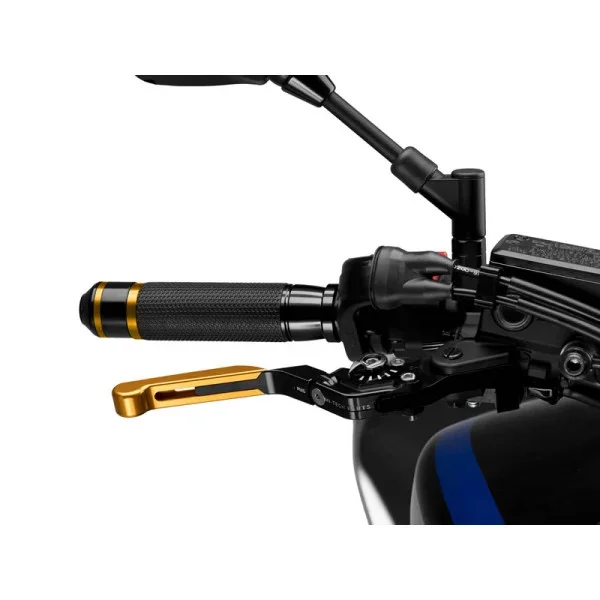 Puig Extendable Folding V3 Brake (Gold Extender With Blue Selector) Black – Levers