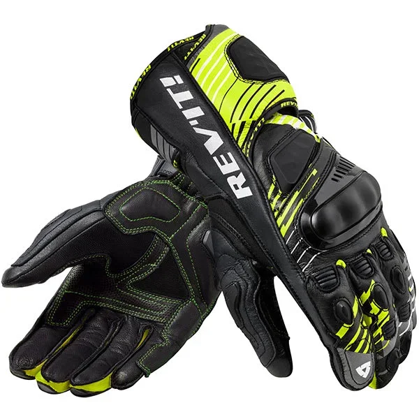 Rev’it Apex Leather Gloves – Neon Yellow / Black