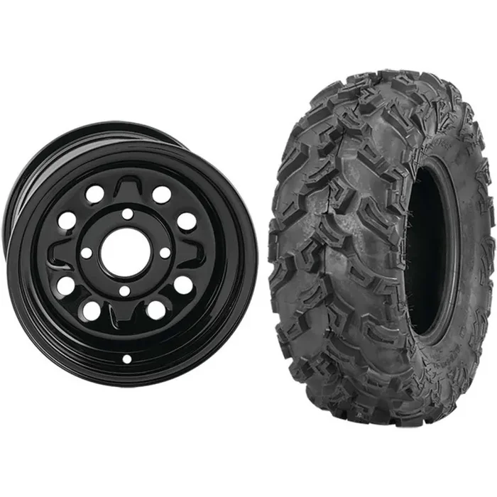 Set of 2 Mounted Wheel and Tire Kit Wheel 12×7 2+5 4/110 Tire 12×11-12 6 Ply