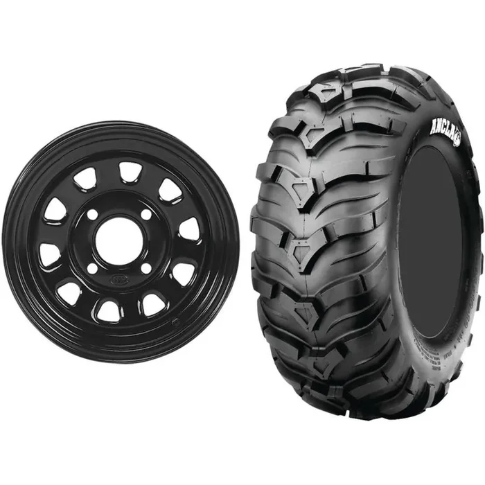 Set of 2 Mounted Wheel and Tire Kit Wheel 12×7 2+5 4/110 Tire 26×11-12 6 Ply