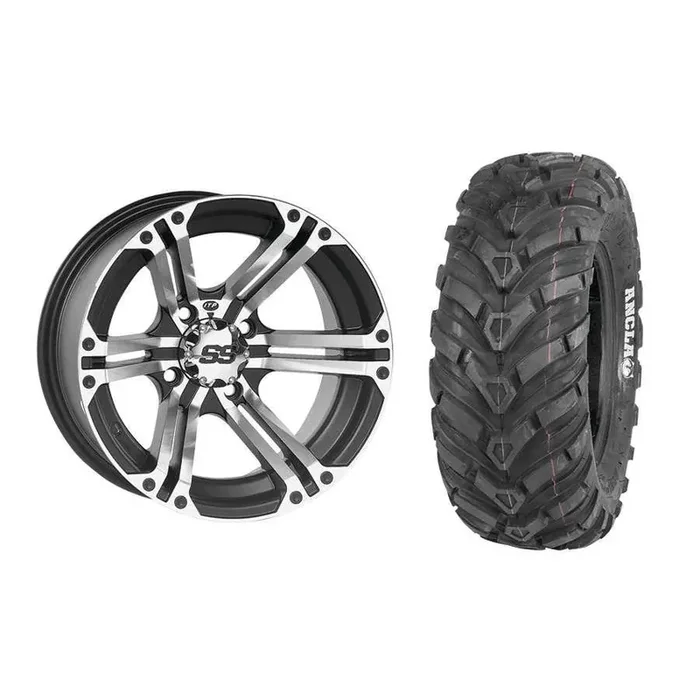 Set of 2 Mounted Wheel and Tire Kit Wheel 12×7 2+5 4/110 Tire 27×9-12 6 Ply