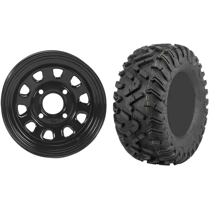 Set of 2 Mounted Wheel and Tire Kit Wheel 12×7 4+3 4/110 Tire 27×11-12 6 Ply