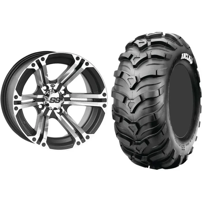 Set of 2 Mounted Wheel and Tire Kit Wheel 12×7 4+3 4/156 Tire 25×10-12 4 Ply
