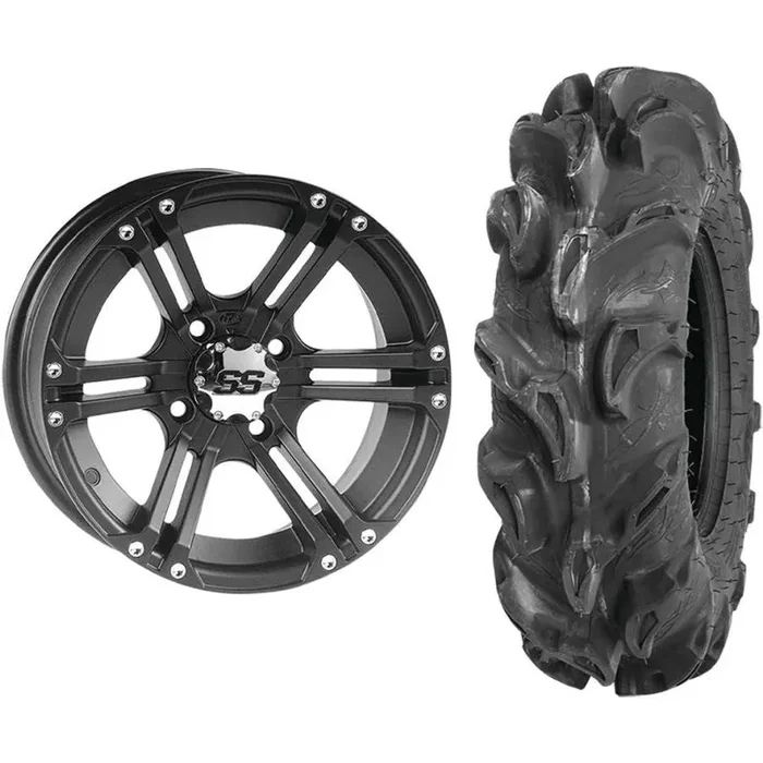 Set of 2 Mounted Wheel and Tire Kit Wheel 12×7 4+3 4/156 Tire 27×9-12 6 Ply
