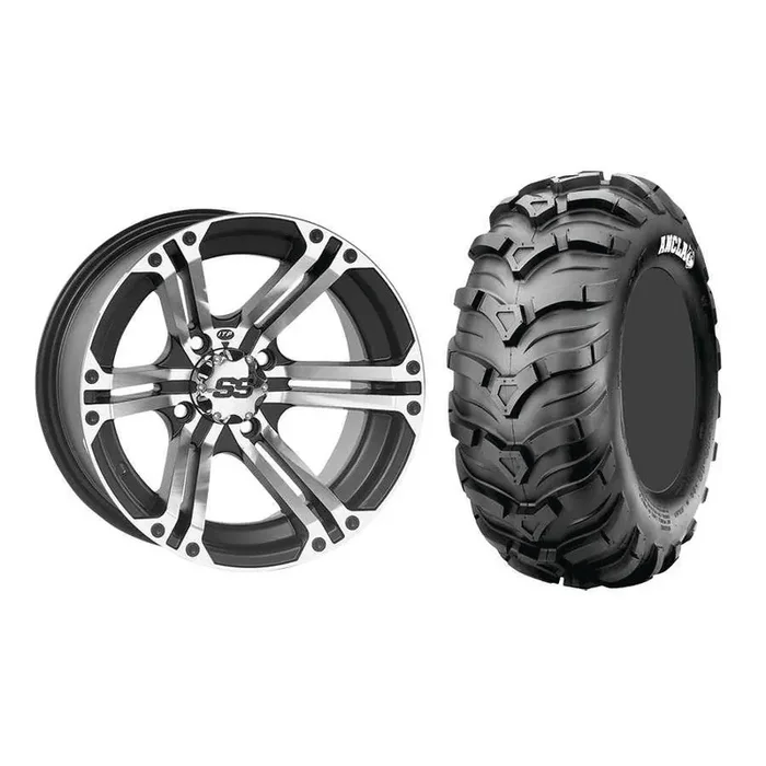 Set of 2 Mounted Wheel and Tire Kit Wheel 12×7 5+2 4/110 Tire 27×11-12 6 Ply
