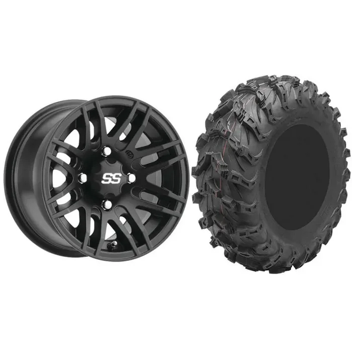 Set of 2 Mounted Wheel and Tire Kit Wheel 14×7 4+3 4/156 Tire 27×11-14 8 Ply