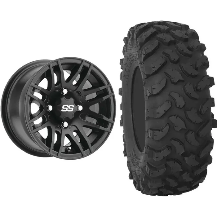 Set of 2 Mounted Wheel and Tire Kit Wheel 14×7 4+3 4/156 Tire 28×10-14 8 Ply