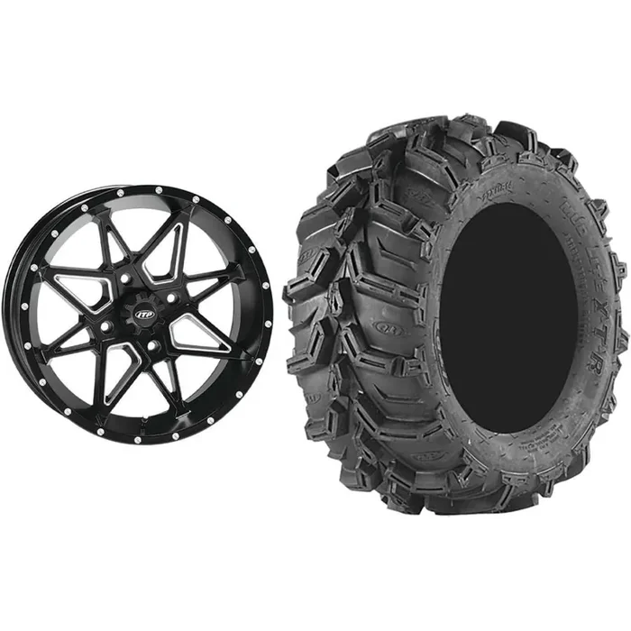 Set of 2 Mounted Wheel and Tire Kit Wheel 14×7 5+2 4/110 Tire 27×9-14 6 Ply