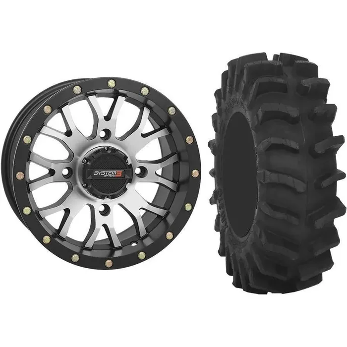 Set of 2 Mounted Wheel and Tire Kit Wheel 14×7 5+2 4/110 Tire 31×9.5-14 8 Ply