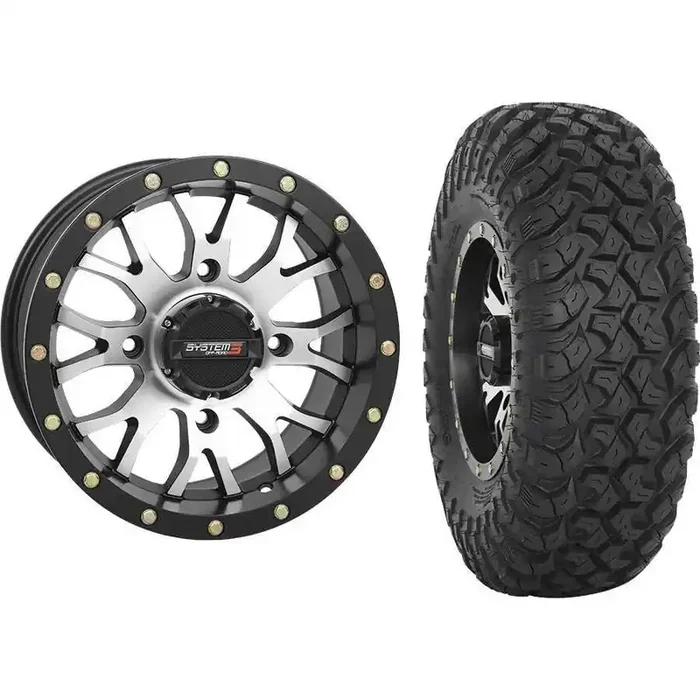 Set of 2 Mounted Wheel and Tire Kit Wheel 14×7 5+2 4/137 Tire 28×10-14 8 Ply