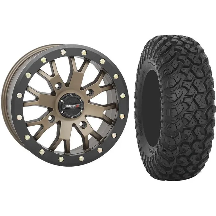 Set of 2 Mounted Wheel and Tire Kit Wheel 14×7 6+1 4/137 Tire 28×10-14 8 Ply