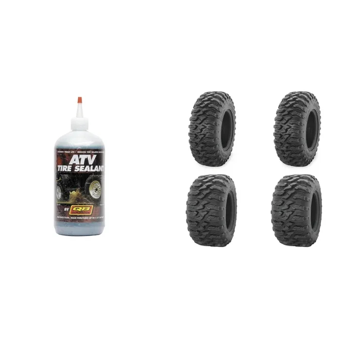 Set of 4 ATV QUADBOSS Tires (QBT446 25x8R-12 Front, 25x10R-12 Rear) with Sealant
