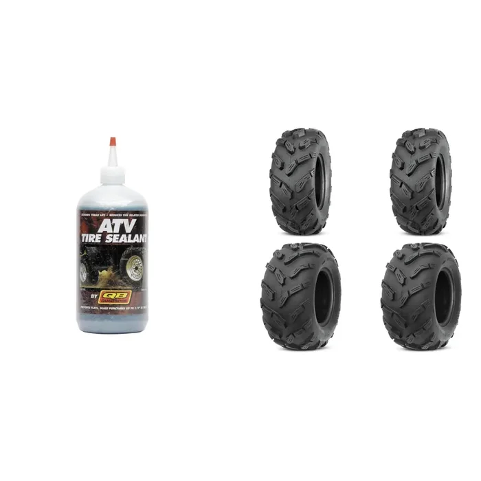Set of 4 ATV QUADBOSS Tires (QBT671 25×8-12 Front, 25×10-12 Rear) with Sealant