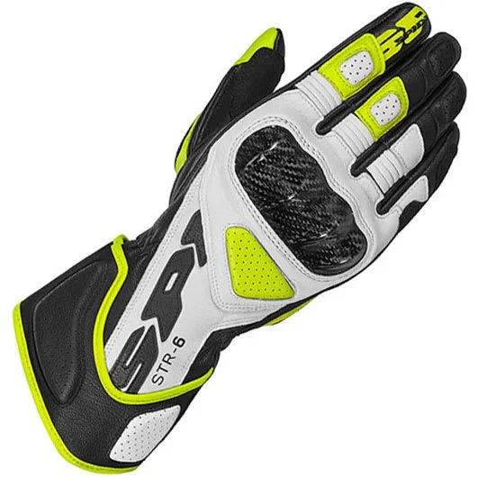 Spidi STR-6 Leather Gloves – Black / Fluo Yellow