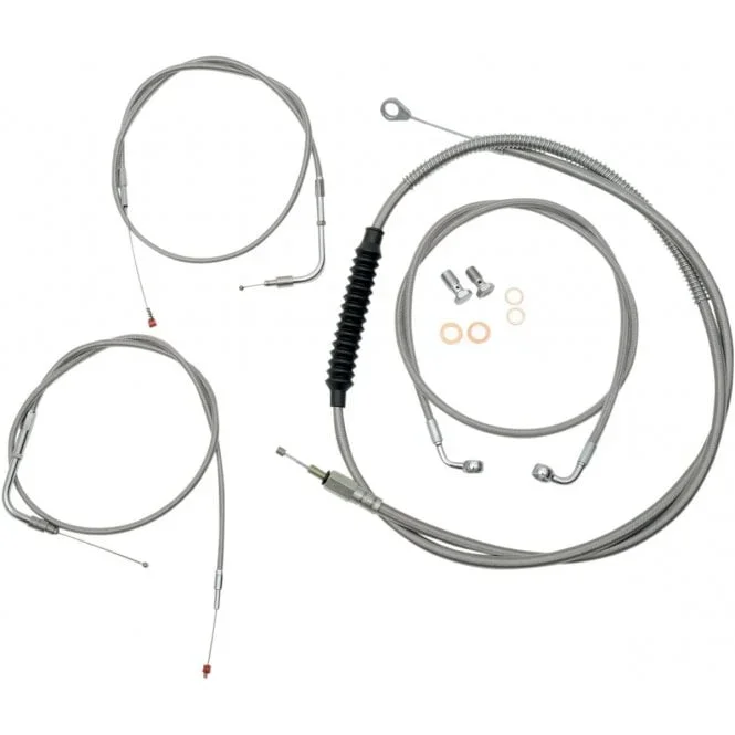 Standard Stainless Braided Handlebar Cable/Brake Line Kit Softail