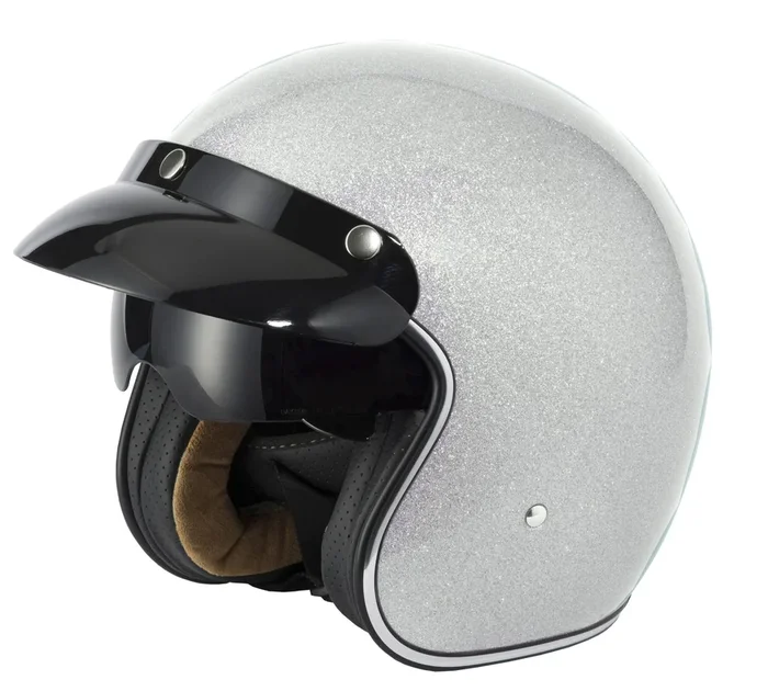 Vcan V537 Silver Flake Open Face Motorcycle Helmet